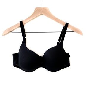 Wolford Black Mesh Velvet Strapped Bra Comfy Adjustable Neutral Lightweight 34D